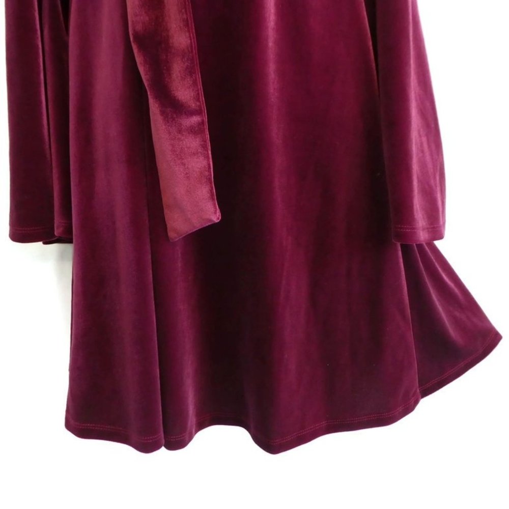 VeLVeT Torrid Dress Burgundy Cold Shoulder Suplice Babydoll Angel Bell 1X - Picture 7 of 13